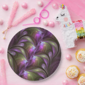 抽象芸術カラフルバイオレットパープルカーキフラクタルアート ペーパープレート (パーティー)