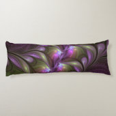 抽象芸術カラフルバイオレットパープルカーキフラクタルアート ボディピロー (裏面)