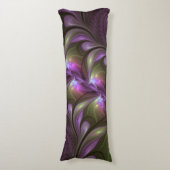 抽象芸術カラフルバイオレットパープルカーキフラクタルアート ボディピロー (正面縦)