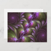 抽象芸術カラフルバイオレットパープルカーキフラクタルアート ポストカード (正面/裏面)