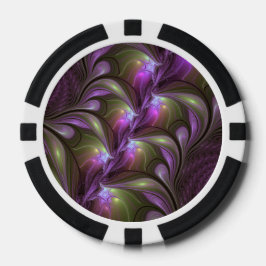 抽象芸術カラフルバイオレットパープルカーキフラクタルアート ポーカーチップ