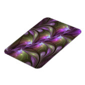 抽象芸術カラフルバイオレットパープルカーキフラクタルアート マグネット (左側)