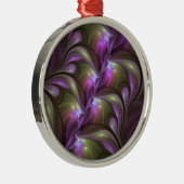 抽象芸術カラフルバイオレットパープルカーキフラクタルアート メタルオーナメント (右)