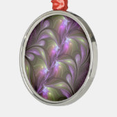 抽象芸術カラフルバイオレットパープルカーキフラクタルアート メタルオーナメント (左)