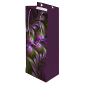 抽象芸術カラフルバイオレットパープルカーキフラクタルアート ワインギフトバッグ (裏面アングル)