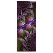 抽象芸術カラフルバイオレットパープルカーキフラクタルアート ワインギフトバッグ (正面)