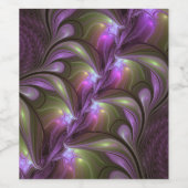 抽象芸術カラフルバイオレットパープルカーキフラクタルアート ワインラベル (シングルラベル)