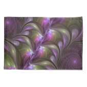 抽象芸術カラフルバイオレットパープルカーキフラクタルアート 枕カバー (裏面)