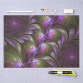 抽象芸術カラフルバイオレットパープルカーキフラクタルアート 薄葉紙 (クラフト)