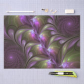 抽象芸術カラフルバイオレットパープルカーキフラクタルアート 薄葉紙 (クラフト)