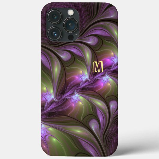 抽象芸術カラフルバイオレットパープルカーキフラクタルアート Case-Mate iPhoneケース (裏面)