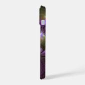 抽象芸術カラフルバイオレットパープルカーキフラクタルアート iPhone 15ケース (左側面)