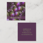 抽象芸術カラフルバイオレットパープルカーキフラクタル名 スクエア名刺 (正面/裏面)