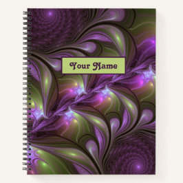 抽象芸術カラフルバイオレットパープルカーキフラクタル名 ノートブック