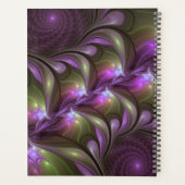 抽象芸術カラフルバイオレットパープルカーキフラクタル名 プランナー手帳 (裏面)