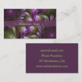 抽象芸術カラフルバイオレットパープルカーキフラクタル名 名刺 (正面/裏面)