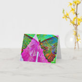 抽象芸術カラフルバタフライアートノートカード カード (黄色い花)