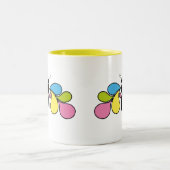 抽象芸術カラフルバタフライコーヒーマグ ツートーンマグカップ (中央)