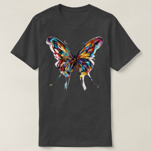 抽象芸術カラフルバタフライ1 Tシャツ (デザイン正面)