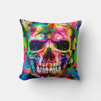 抽象芸術カラフルバックグラウンドとカラフルスカル クッション