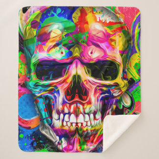 抽象芸術カラフルバックグラウンドとカラフルスカル シェルパブランケット