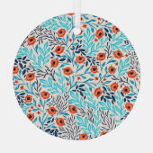 抽象芸術カラフルバラ:ヴィンテージフローラ ガラスオーナメント (裏面)