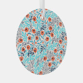 抽象芸術カラフルバラ:ヴィンテージフローラ ガラスオーナメント (正面右)