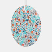 抽象芸術カラフルバラ:ヴィンテージフローラ ガラスオーナメント (正面左)