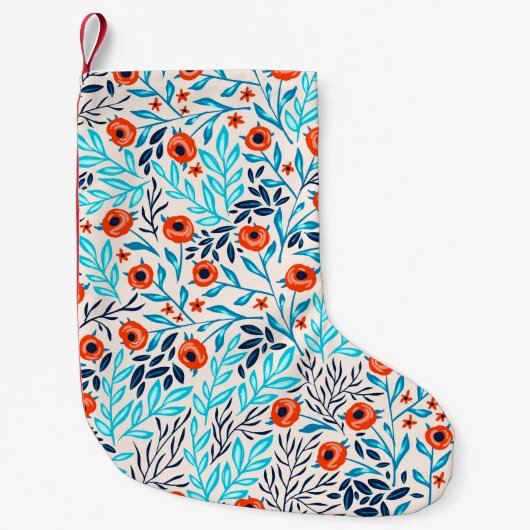 抽象芸術カラフルバラ:ヴィンテージフローラ スモールクリスマスストッキング (正面)