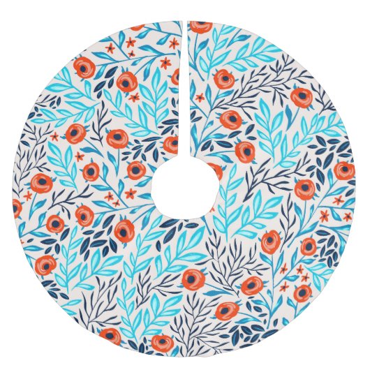 抽象芸術カラフルバラ:ヴィンテージフローラ ブラッシュドポリエステルツリースカート (正面)