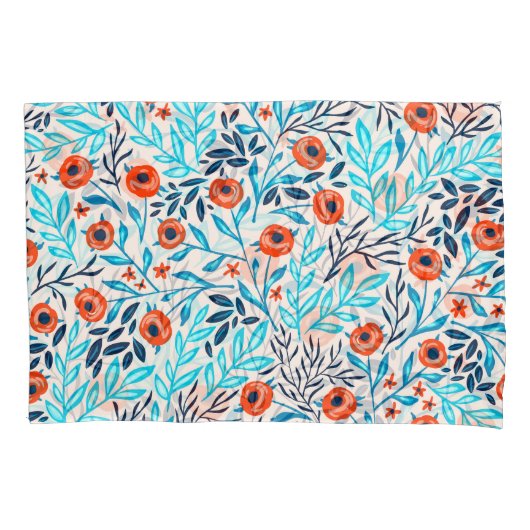 抽象芸術カラフルバラ:ヴィンテージフローラ 枕カバー (正面)