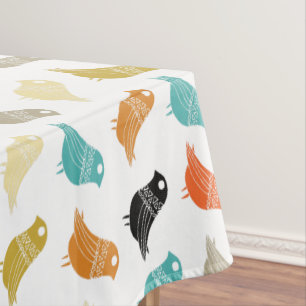 抽象芸術カラフルバーズミッドセンチュリーレトロ テーブルクロス