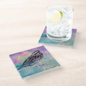 抽象芸術カラフルバードアート：ソング鮮やかバード ガラスコースター (アングル)