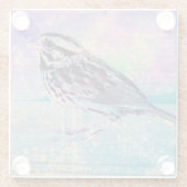 抽象芸術カラフルバードアート：ソング鮮やかバード ガラスコースター (裏面)