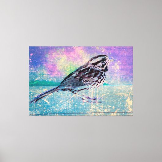 抽象芸術カラフルバードアート：ソング鮮やかバード キャンバスプリント (正面)