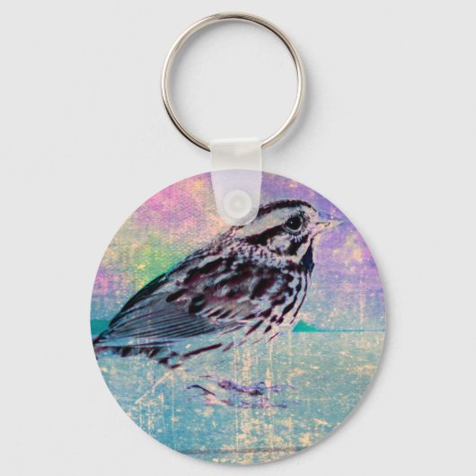 抽象芸術カラフルバードアート:ソング鮮やかバード キーホルダー (正面)