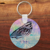 抽象芸術カラフルバードアート:ソング鮮やかバード キーホルダー (裏面)