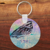 抽象芸術カラフルバードアート:ソング鮮やかバード キーホルダー (正面)