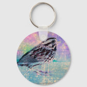 抽象芸術カラフルバードアート:ソング鮮やかバード キーホルダー (裏面)