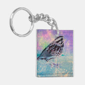 抽象芸術カラフルバードアート:ソング鮮やかバード キーホルダー (正面左)