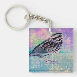 抽象芸術カラフルバードアート：ソング鮮やかバード キーホルダー
