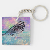抽象芸術カラフルバードアート:ソング鮮やかバード キーホルダー (裏面)