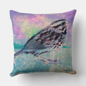 抽象芸術カラフルバードアート：ソング鮮やかバード クッション (裏面)