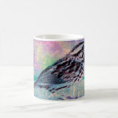 抽象芸術カラフルバードアート：ソング鮮やかバード コーヒーマグカップ (中央)