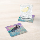 抽象芸術カラフルバードアート：ソング鮮やかバード スクエアペーパーコースター (インサイチュ)