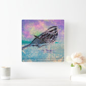 抽象芸術カラフルバードアート：ソング鮮やかバード スクエア壁時計 (ホーム)