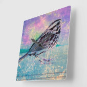 抽象芸術カラフルバードアート：ソング鮮やかバード スクエア壁時計 (傾斜)