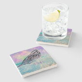 抽象芸術カラフルバードアート:ソング鮮やかバード ストーンコースター (横)