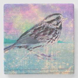 抽象芸術カラフルバードアート：ソング鮮やかバード ストーンコースター