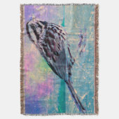 抽象芸術カラフルバードアート:ソング鮮やかバード スローブランケット (正面縦)